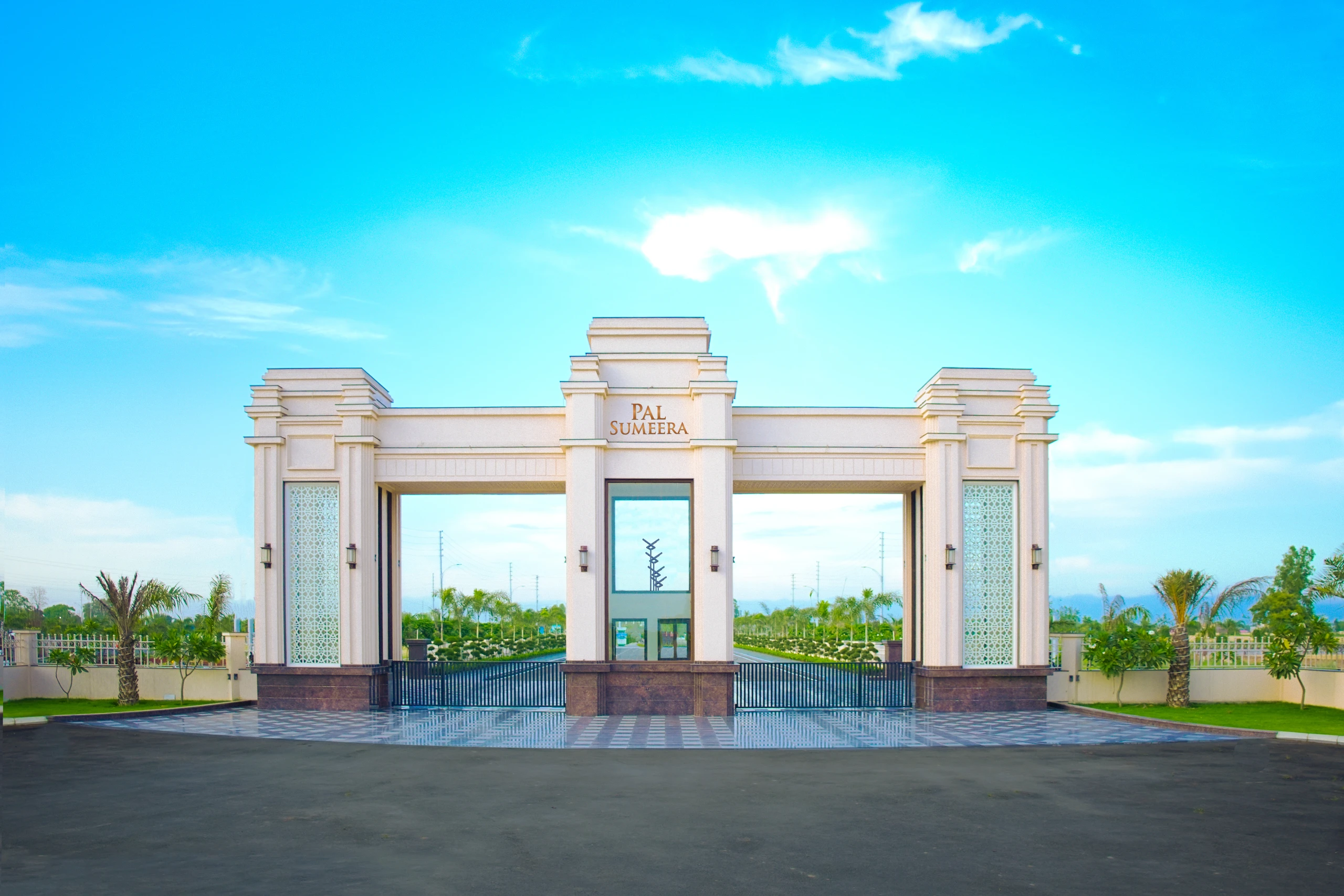 Architectural visualisation of the entrance to Pal Sumeera Residency